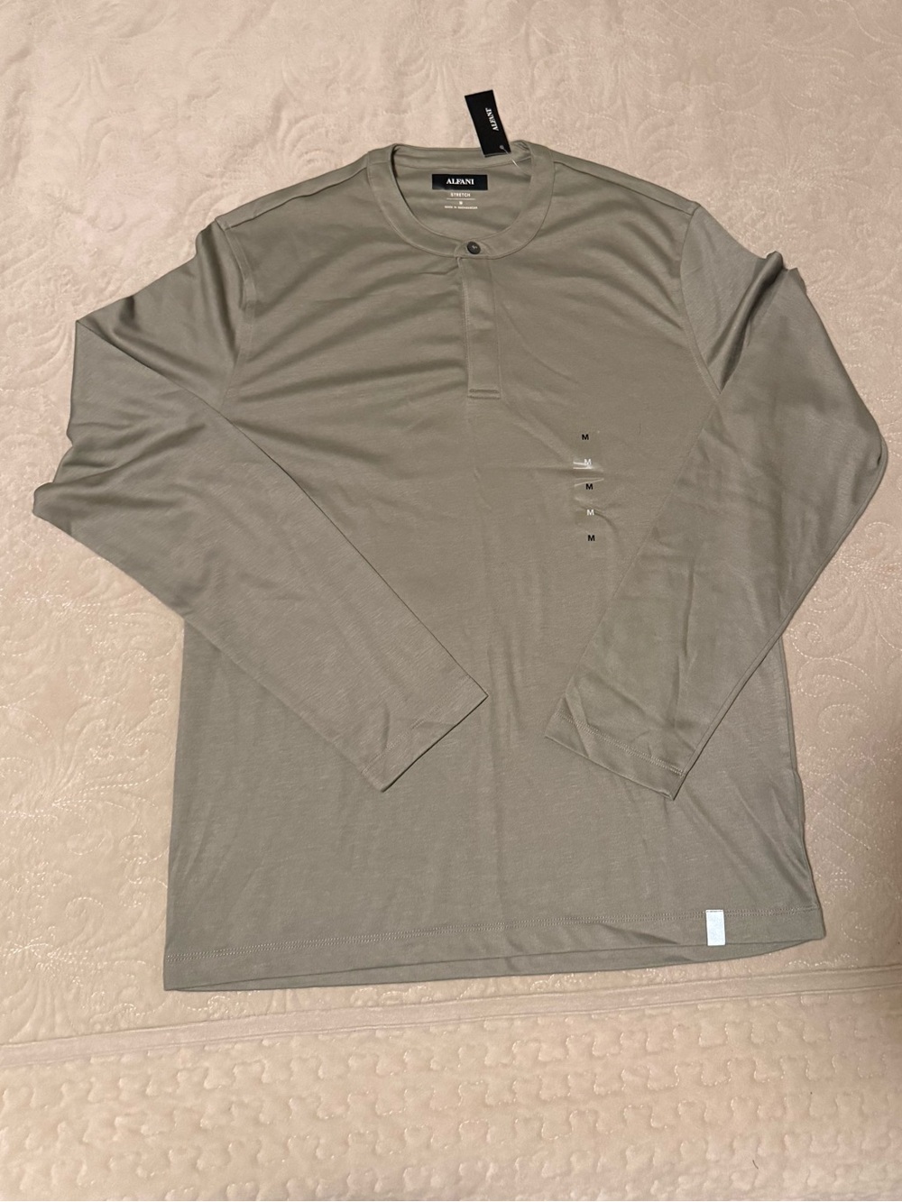 Alfani Men’s Olive Long-Sleeve Henley Shirt